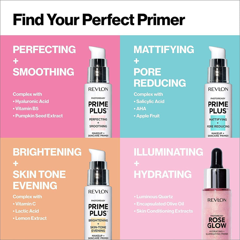 Revlon Ultimate Multitasking Prime Plus Primer with Skin Nourishment & Hydration, Vitamin B5 & Hyaluronic Acid Infused, EWG Certified, 30ml