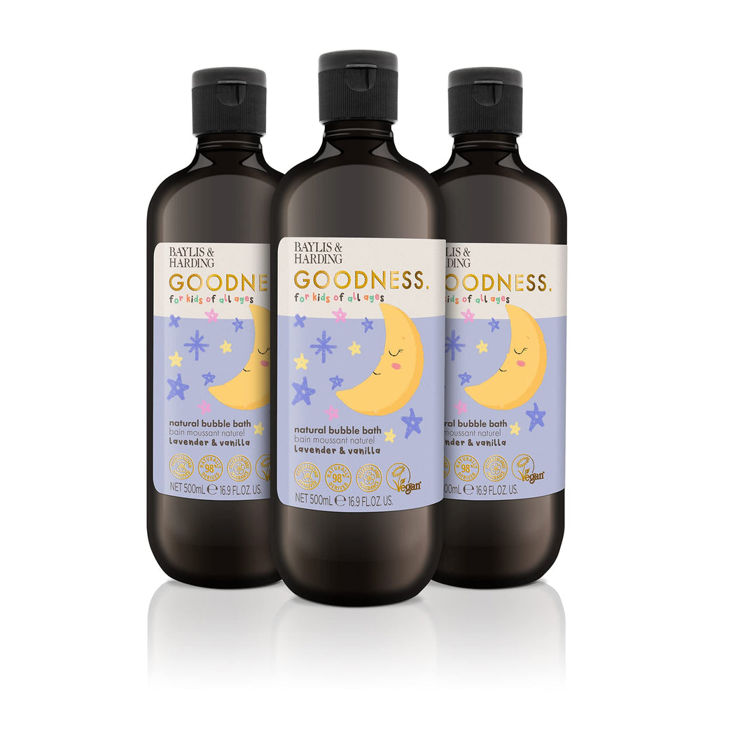Baylis & Harding Goodness Kids Lavender & Vanilla Natural Bubble Bath, 500 ml (Pack of 3) - Vegan Friendly