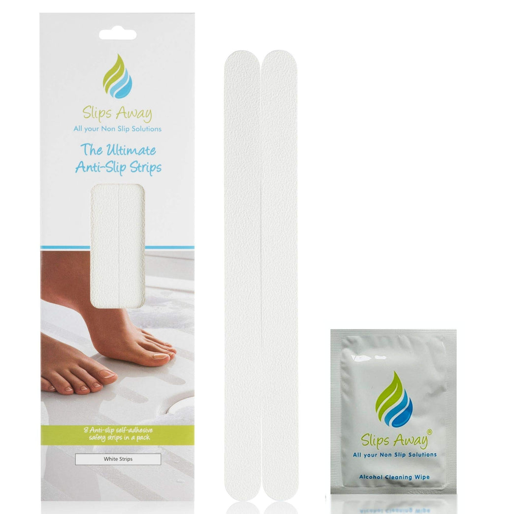 Anti-Slip Shower Stickers for Bath Safety (8 White Strips)