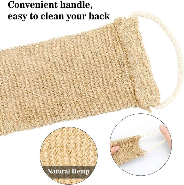 Homgaty Hemp Back Scrubber with Mitt and Handles