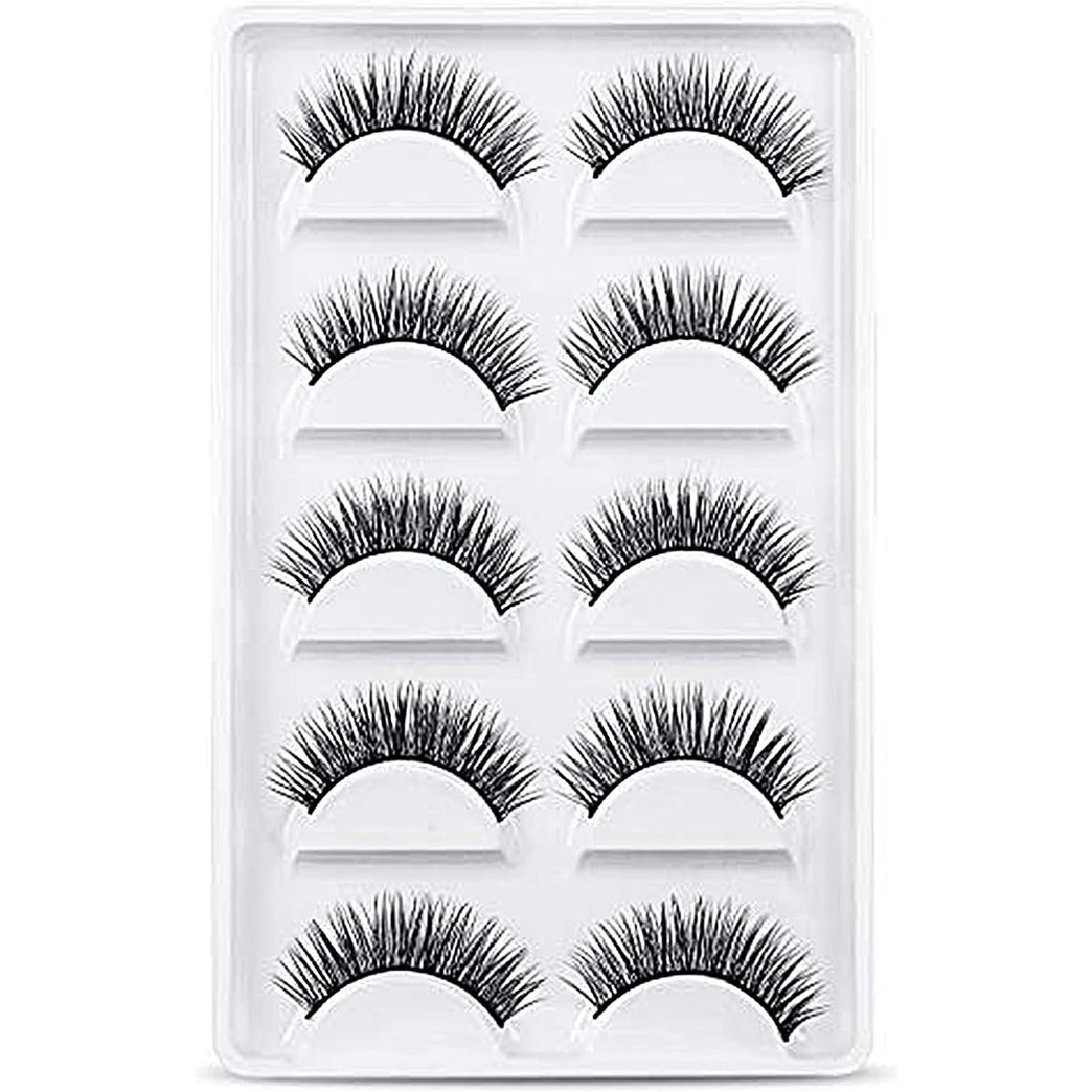 URAQT False Eyelashes,5 Pairs 3D Eye Lashes Natural Look, Faux Mink Fake Eyelashes, Reusable Handmade Soft Lashes Pack for Makeup Eyelashes Extension (Natural Look)