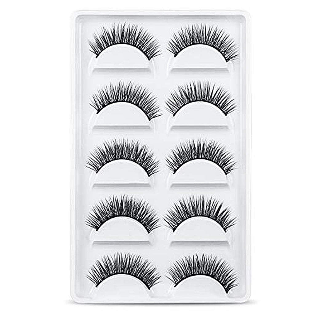 URAQT False Eyelashes,5 Pairs 3D Eye Lashes Natural Look, Faux Mink Fake Eyelashes, Reusable Handmade Soft Lashes Pack for Makeup Eyelashes Extension (Natural Look)