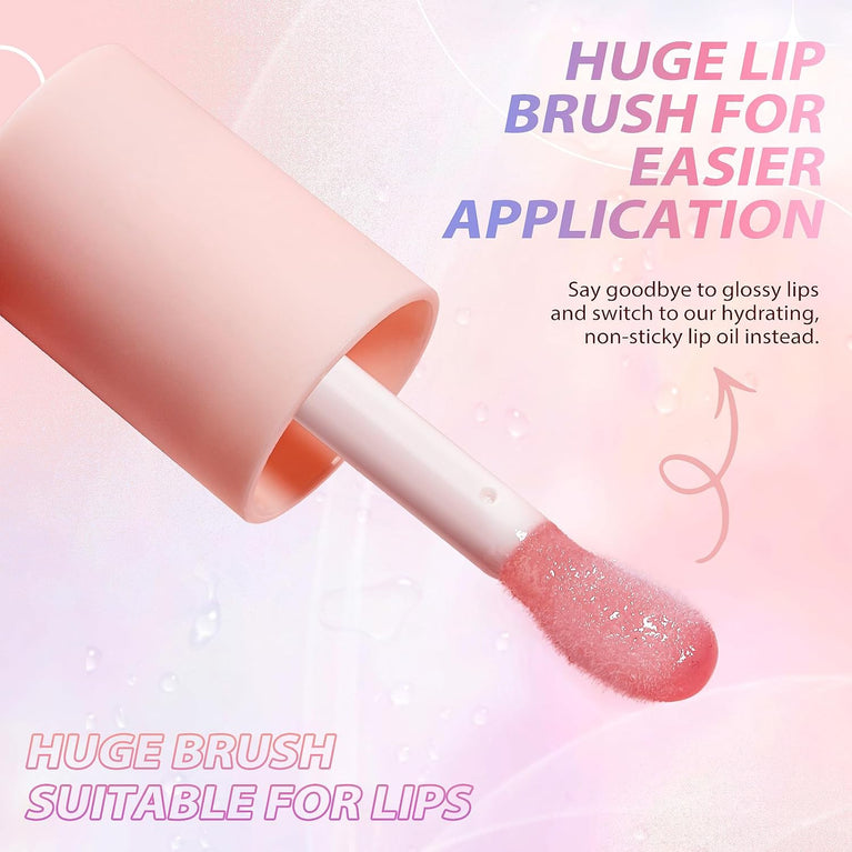 LANGMANNI Glossy Lip Care Oil Balm - Fruit Infused, Non-Sticky, Moisturizing and Nourishing Lip Balm for Dry Lips (Strawberry Flavor)