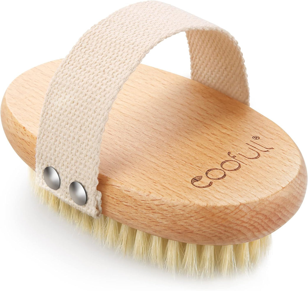 SURDOCA Dry Brushing Body Brush with Natural Beech Wood and Boar Bristles