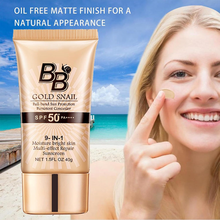 Gold Snail SPF50+ Tinted BB Cream Moisturizer | Hydrating Sun Protection for All Skin Types | Lightweight, Non-Greasy Formula for Even Skin Tone and Flawless Complexion
