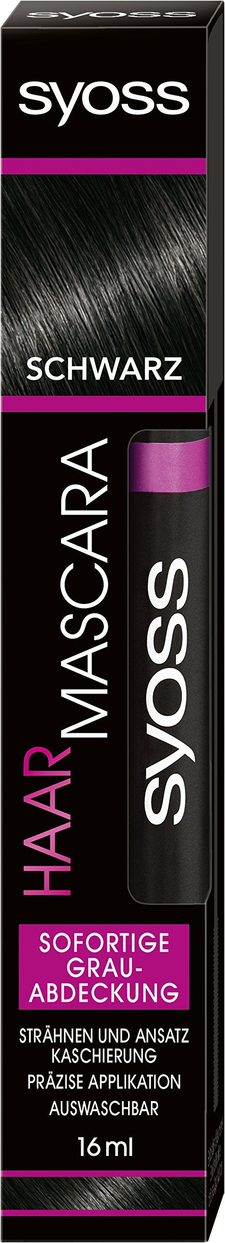 SYOSS Hair Mascara Hair Colour Black Instant Grey Cover 16 ml