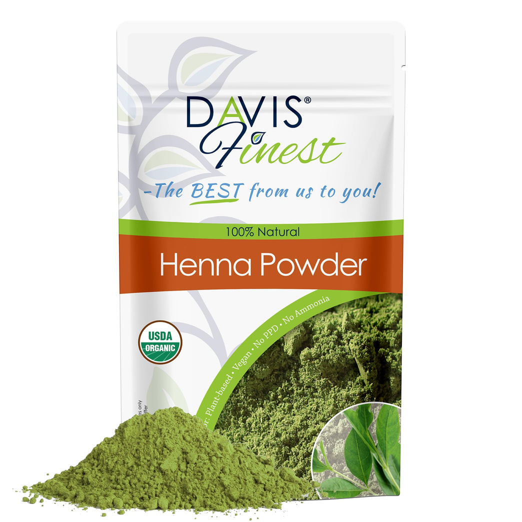 Davis Finest Organic Henna Hair Dye 250g, 100% Pure & Natural Henna Powder Hair Colour, PPD Free