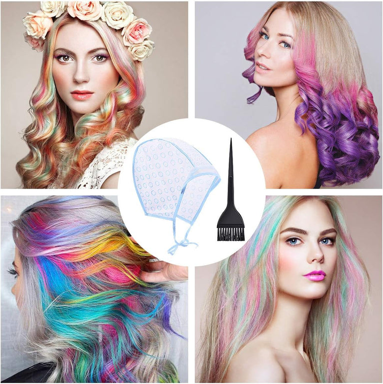 Hair Dyeing and Highlighting Kit with Cap, Hooks, and Brush for Home and Salon Use