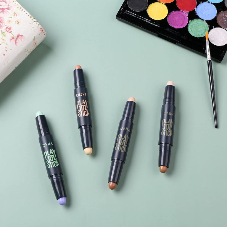 CCbeauty Precision Applicator Concealer Stick - Dual-Ended Green and Purple Full Coverage Foundation for Redness Neutralization and Instant Brightening