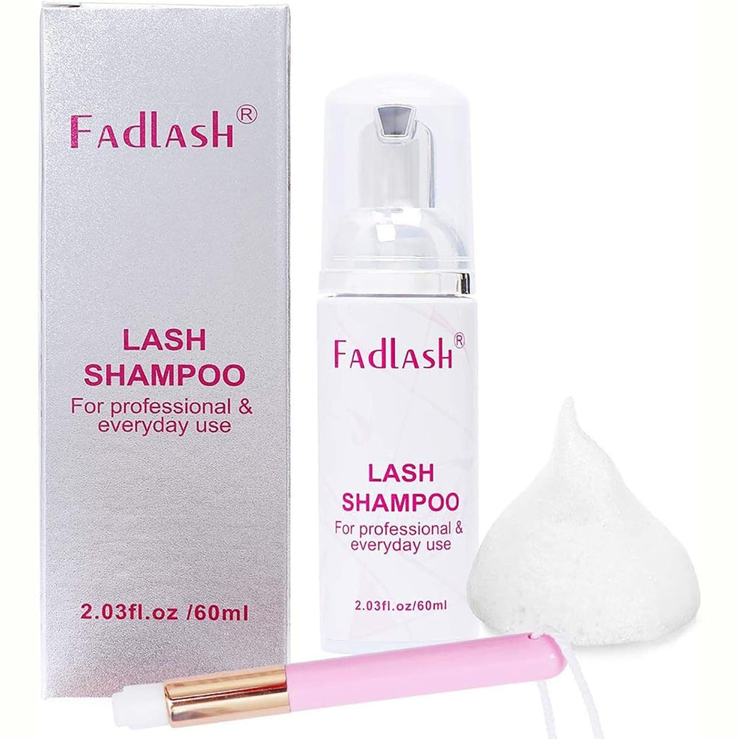 60ml Plant-Based, Alcohol-Free Eyelash Shampoo with Bonus Soft Brush for Improved Eyelash Extension Health and Longevity (2.2 OZ)