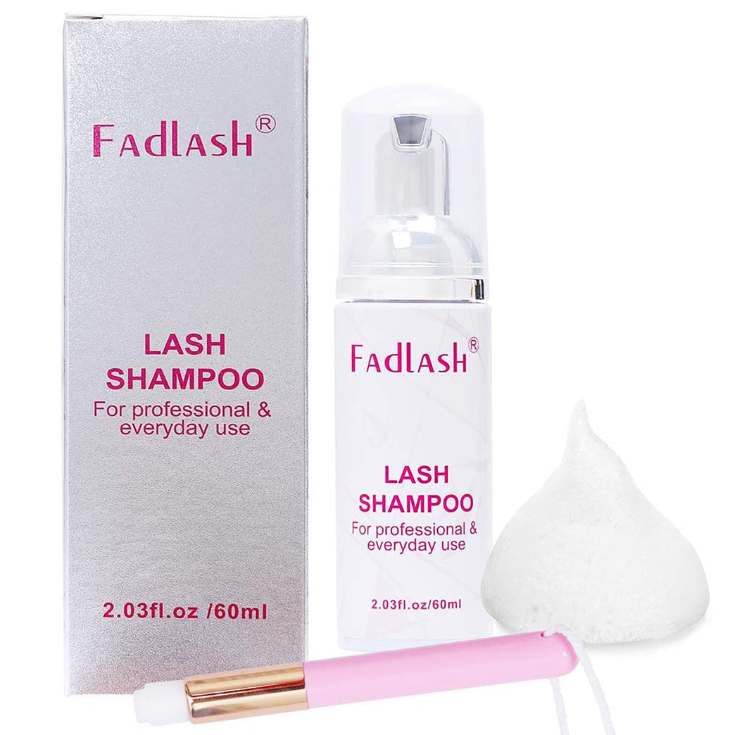 Lash Shampoo for Eyelash Extension 60ml Lash Cleaner Eyelash Shampoo With a Soft Brush(Lash Shampoo-2.2 OZ)