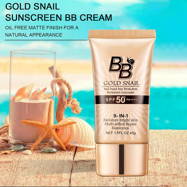 Gold Snail SPF50+ Tinted BB Cream Moisturizer | Hydrating Sun Protection for All Skin Types | Lightweight, Non-Greasy Formula for Even Skin Tone and Flawless Complexion