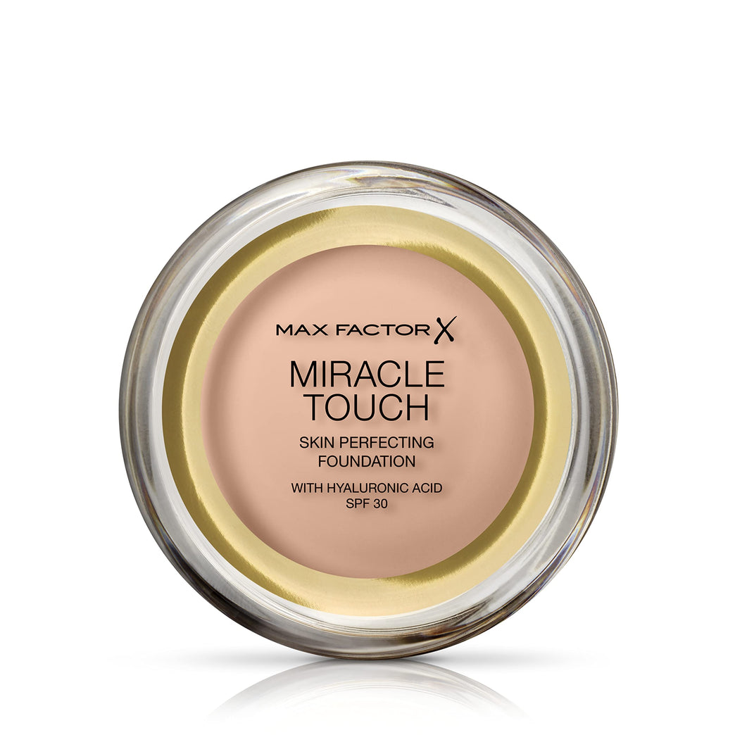 Max Factor Radiant Complexion Miracle Touch Foundation, Creamy Ivory Shade 40, with Hyaluronic Acid Moisturising and SPF 30 Protection