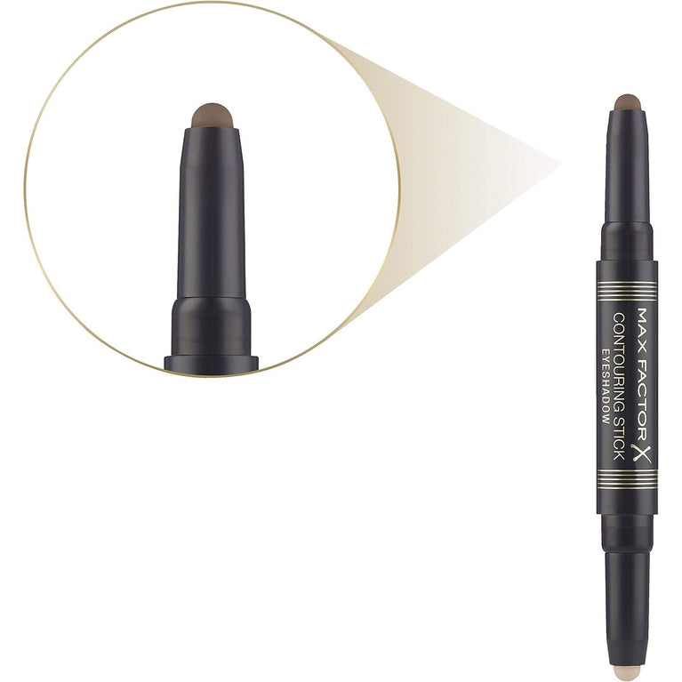 Max Factor Duo-Tone Contouring Eyeshadow Stick in Warm Taupe & Amber Brown with Smudge-Proof Creamy Formula for Enhanced Eye Looks
