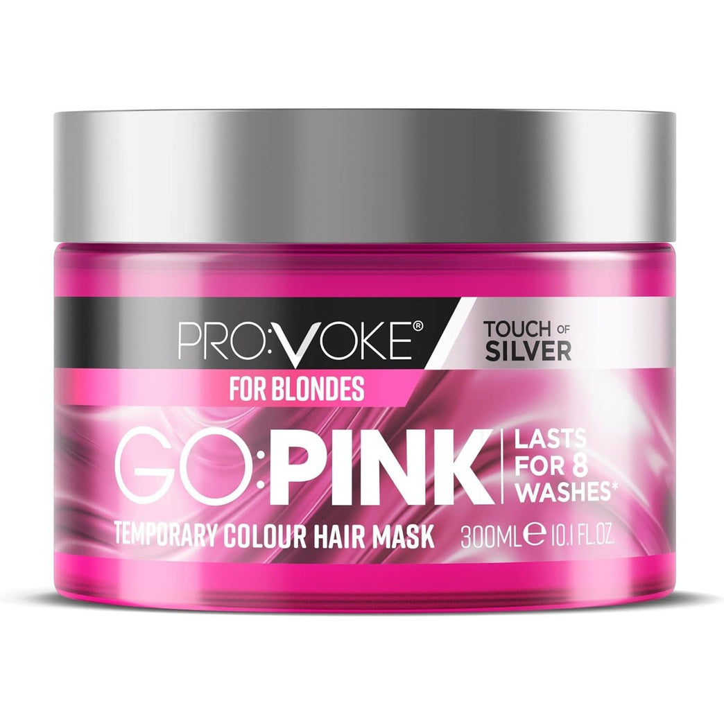 PROVOKE Go Pink Temporary Colour Hair Mask 300 ml, NEW Go Pink Without Commitment Lasts 8 Washes, Keratin Enriched Formula