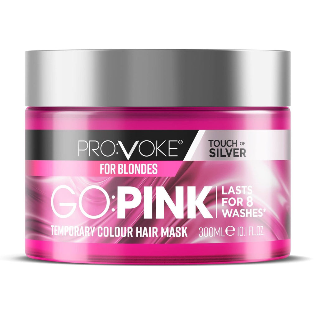 PROVOKE Go Pink Temporary Colour Hair Mask 300 ml, NEW Go Pink Without Commitment Lasts 8 Washes, Keratin Enriched Formula