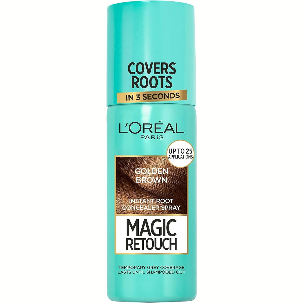 L'Oréal Magic Retouch Instant Root Concealer Spray, Ideal for Touching Up Grey Root Regrowth, 75 ml, Colour: Golden Brown