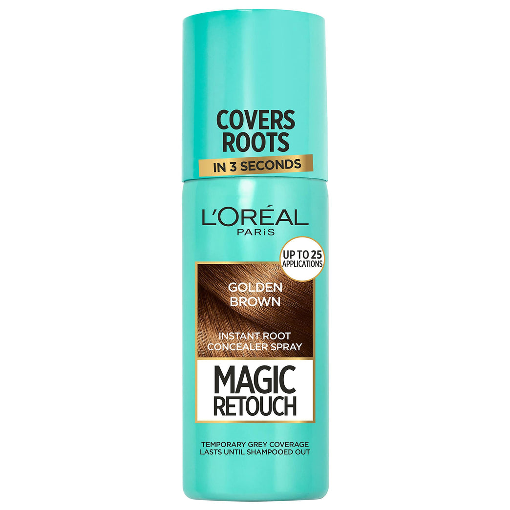 L'Oréal Magic Retouch Instant Root Concealer Spray, Ideal for Touching Up Grey Root Regrowth, 75 ml, Colour: Golden Brown