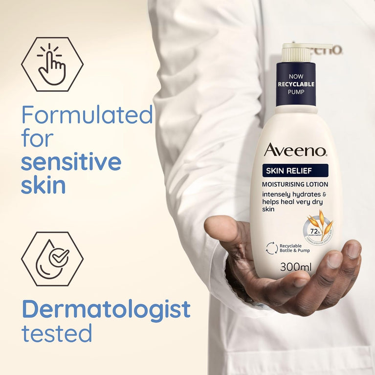Aveeno Skin Relief Moisturising Lotion with Triple Oat Complex and Shea Butter, 72-Hour Intense Hydration for Sensitive Skin