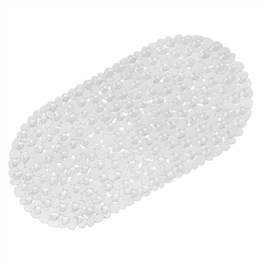 Non-Slip Clear Pebble Bath Mat with Drain Holes, 69 x 36 cm