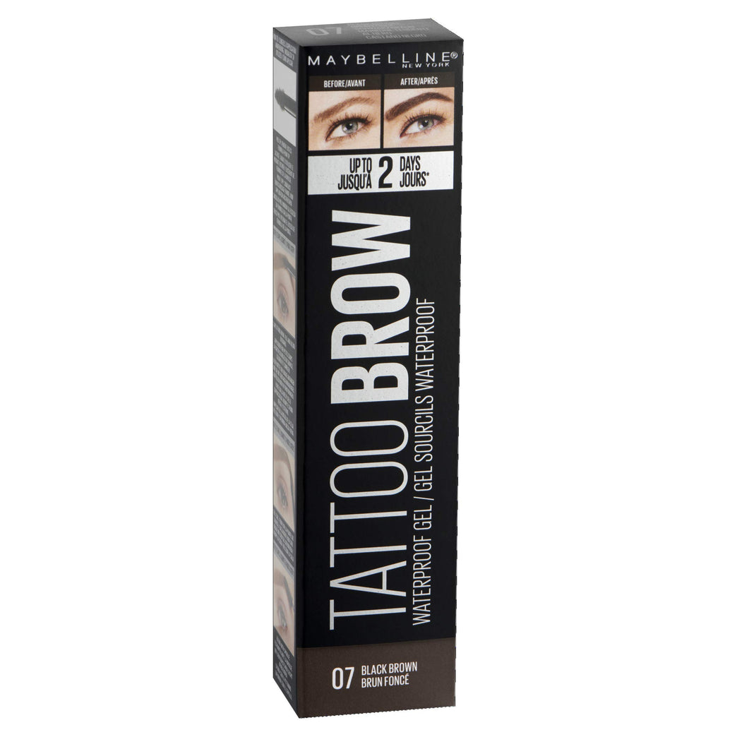 Maybelline Tattoo Brow Collection Waterproof Eyebrow Gel, Long-Lasting Full Definition, Smudgeproof, Shade 07 Black