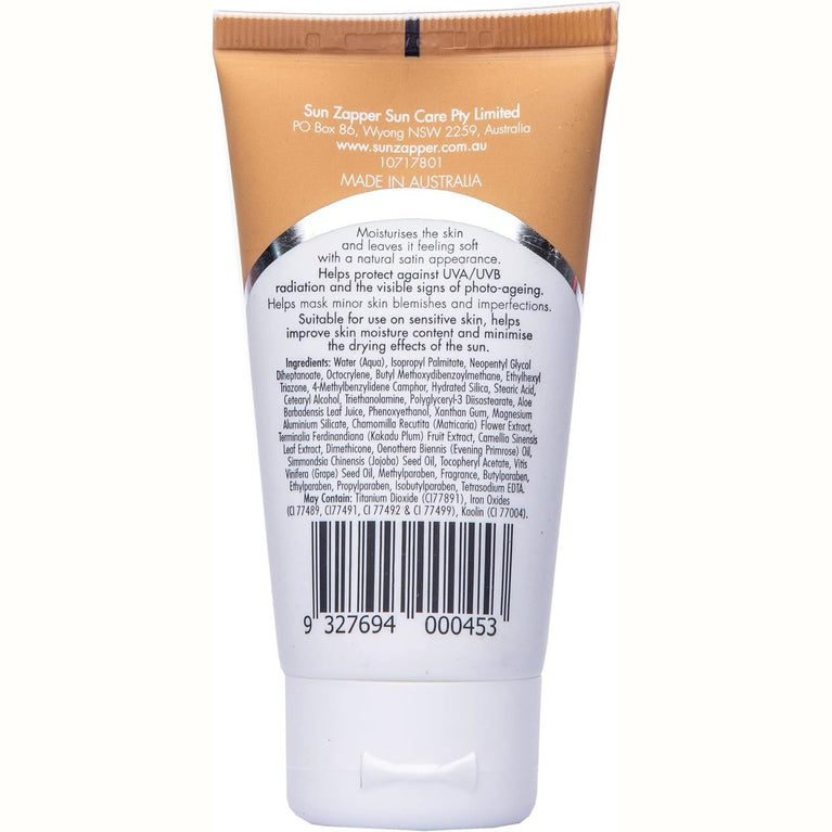 Sun Zapper SPF 50 Tinted Face Moisturiser - Lightweight BB Cream with Aloe Vera and Vitamin E - Light/Medium Shade
