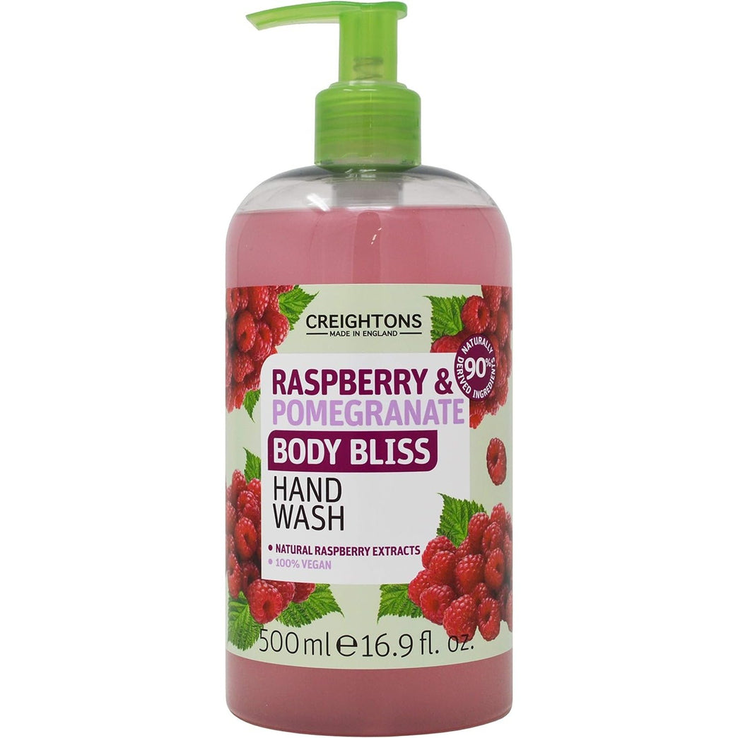 Blissful Raspberry and Pomegranate Hand Wash (500 ml) - Energize Your Senses with Juicy Extracts of Raspberry & Pomegranate, Vegan & Cruelty Free