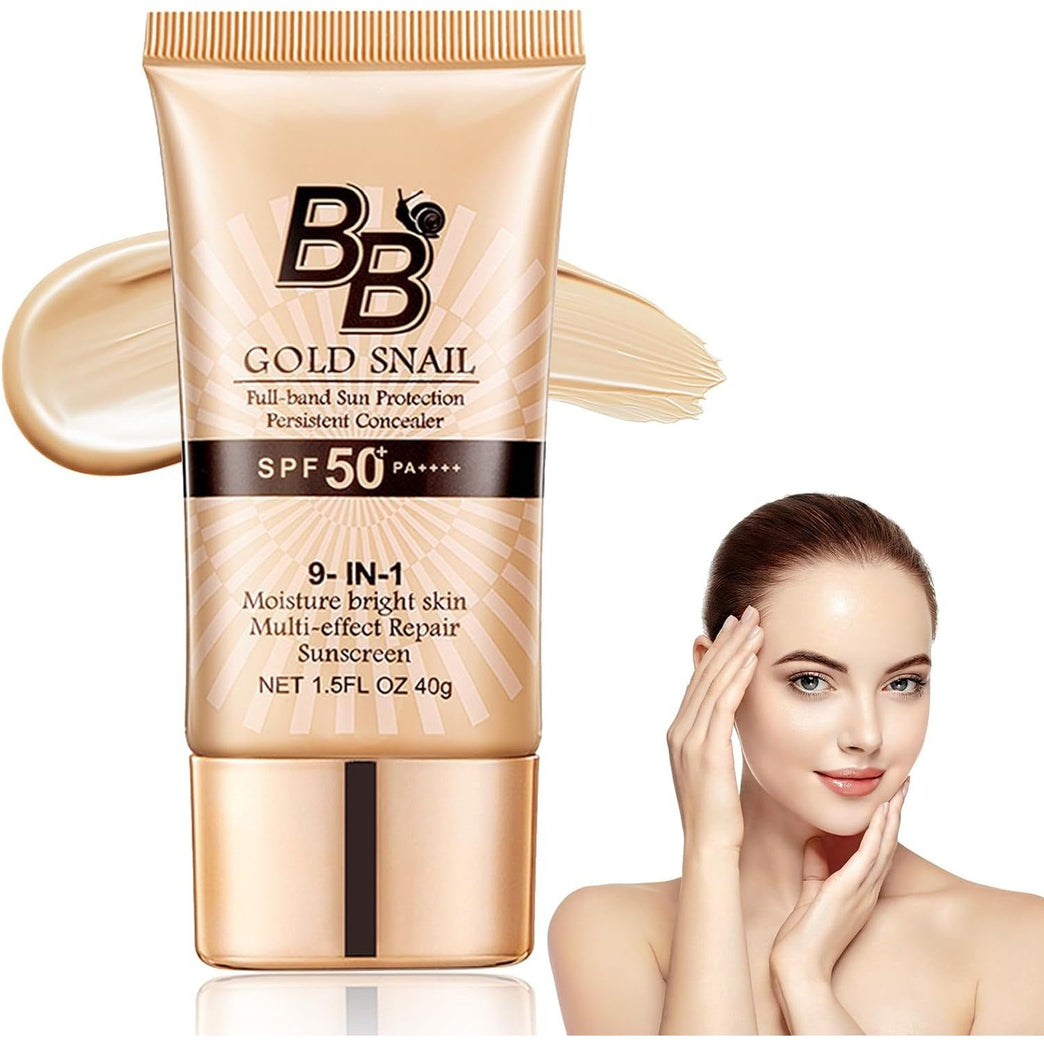 BB Cream Light丨BB Cream Tinted Moisturizer with SPF丨SPF50+ Gold Snail Sunscreen丨Tinted Moisturizer Face Women Hydrating Moisturizing丨BB Cream Tinted Sunscreen for All Skin Types Evens Skin Tone