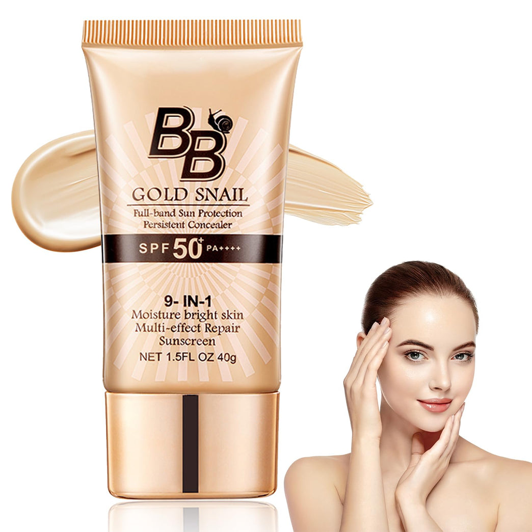 BB Cream Light丨BB Cream Tinted Moisturizer with SPF丨SPF50+ Gold Snail Sunscreen丨Tinted Moisturizer Face Women Hydrating Moisturizing丨BB Cream Tinted Sunscreen for All Skin Types Evens Skin Tone