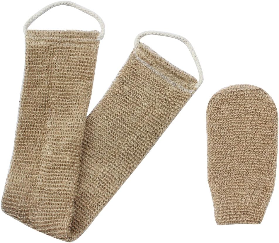 Homgaty Hemp Back Scrubber with Mitt and Handles