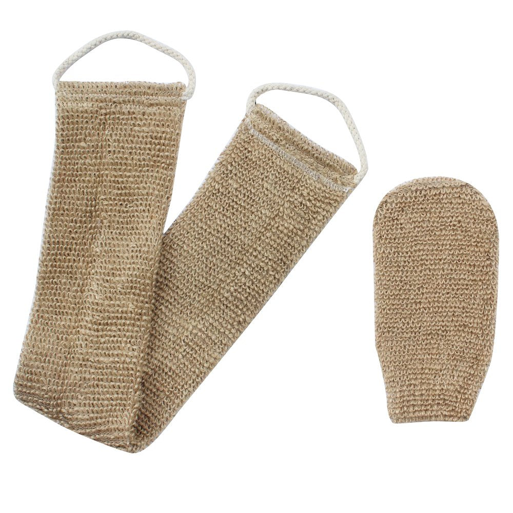 Homgaty Hemp Back Scrubber with Mitt and Handles