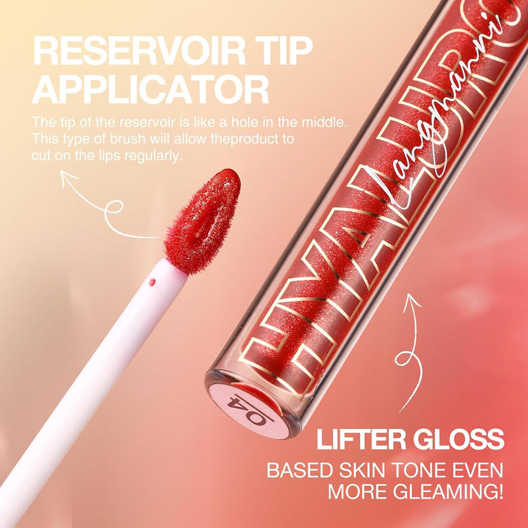 LANGMANNI Trio Lip Gloss Set with Hyaluronic Acid - Moisturizing, Shine Enhancing, and Long-Lasting Lip Hydrator, 0.1oz/pc (#1+#2+#3)