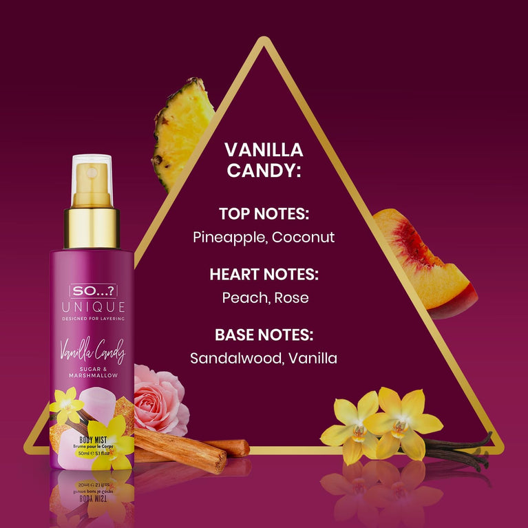Vanilla Candy & Floral Body Mist Fragrance Spray Set (6 x 50ml)