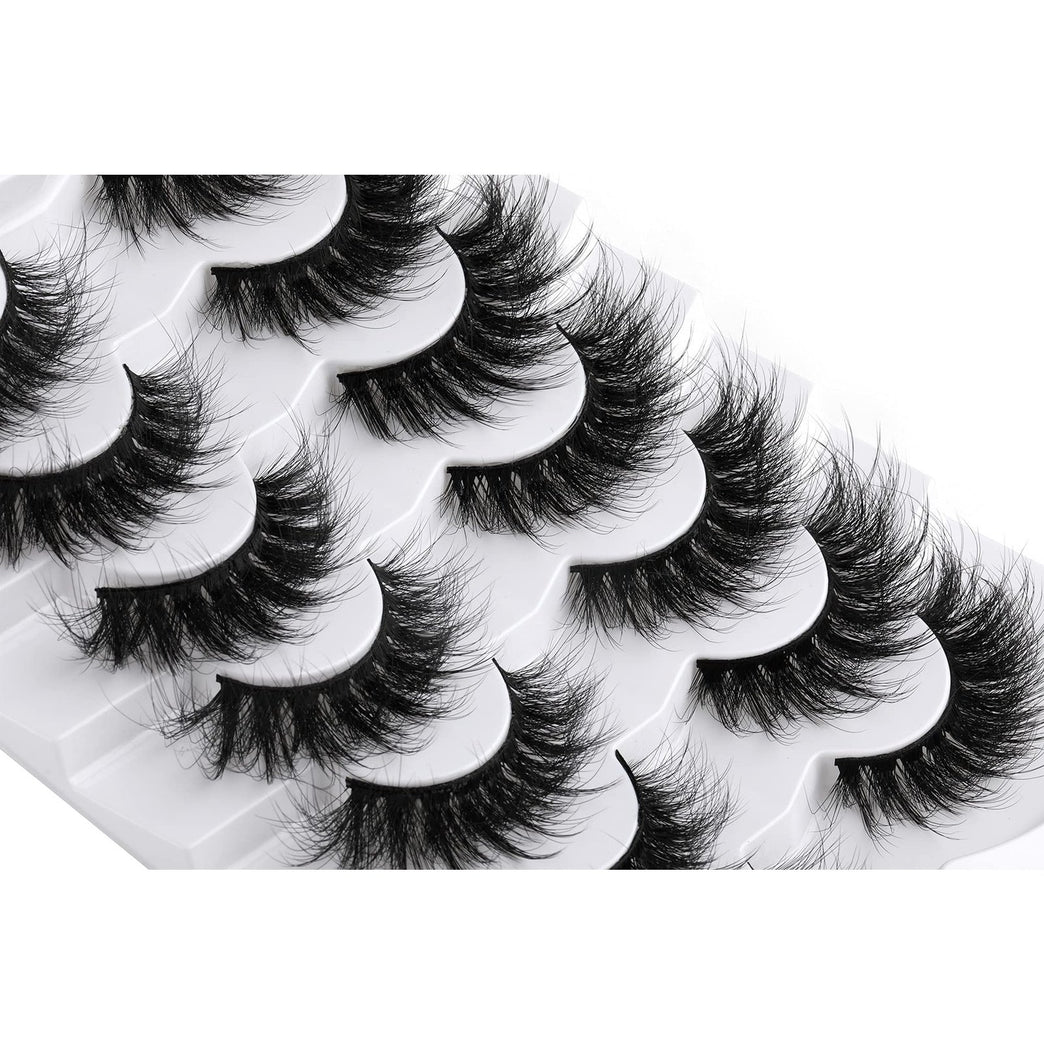 ALICROWN False Eyelashes 7 Pairs Fake Mink Eyelashes Natural Look Reusable 8D Fluffy Cat Eye Lashes Cruelty Free Synthetic Fiber 100% Handmade Lightweight Lashes Easy to Apply