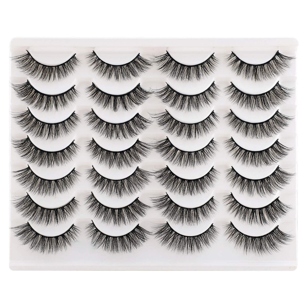 Newcally Vegan-Friendly 3D Faux Mink Eyelashes - 14 Pairs of Cat Eye Look Fluffy Strip Lashes, Hand-Knotted and Cruelty-Free