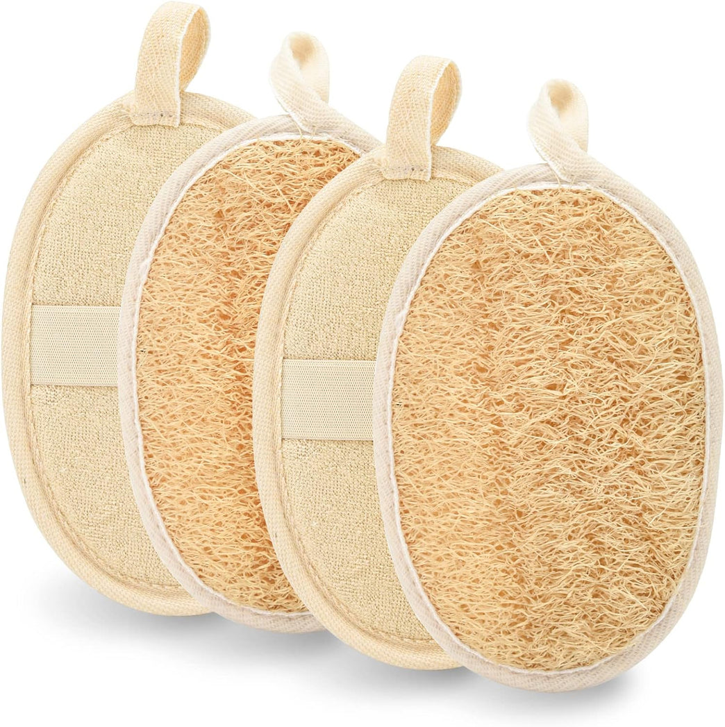 Natural Exfoliating Loofah Mitts - 4 Pack Skin Care Sponges for Adults