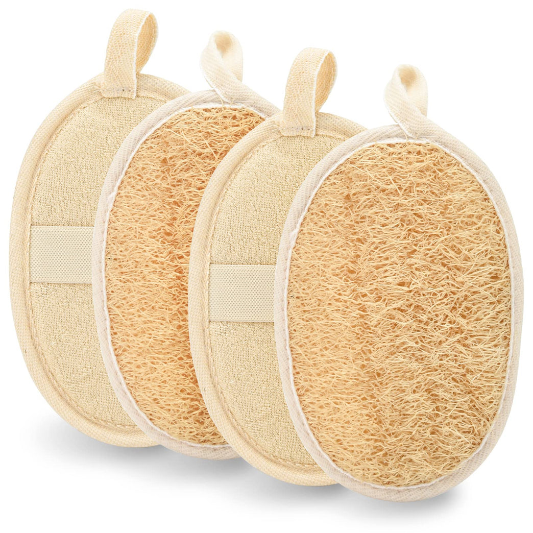 Natural Exfoliating Loofah Mitts - 4 Pack Skin Care Sponges for Adults