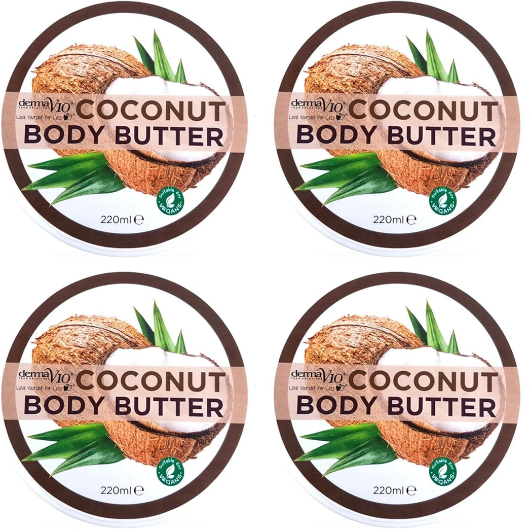 Coconut Scented Derma V10 Body Butter Moisturising Cream 4-Pack