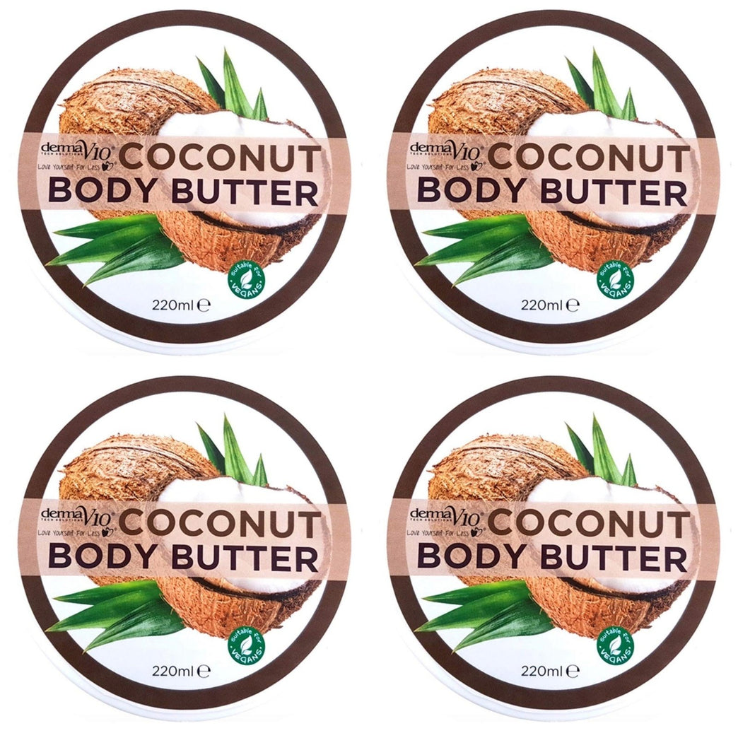 Coconut Scented Derma V10 Body Butter Moisturising Cream 4-Pack