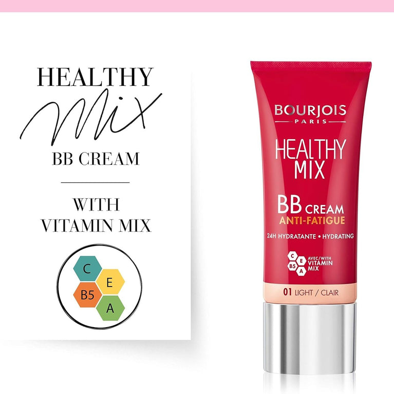 Bourjois 24-Hour Hydrating BB Cream in 01 Light, 30ml: For Flawless & Radiant Complexion