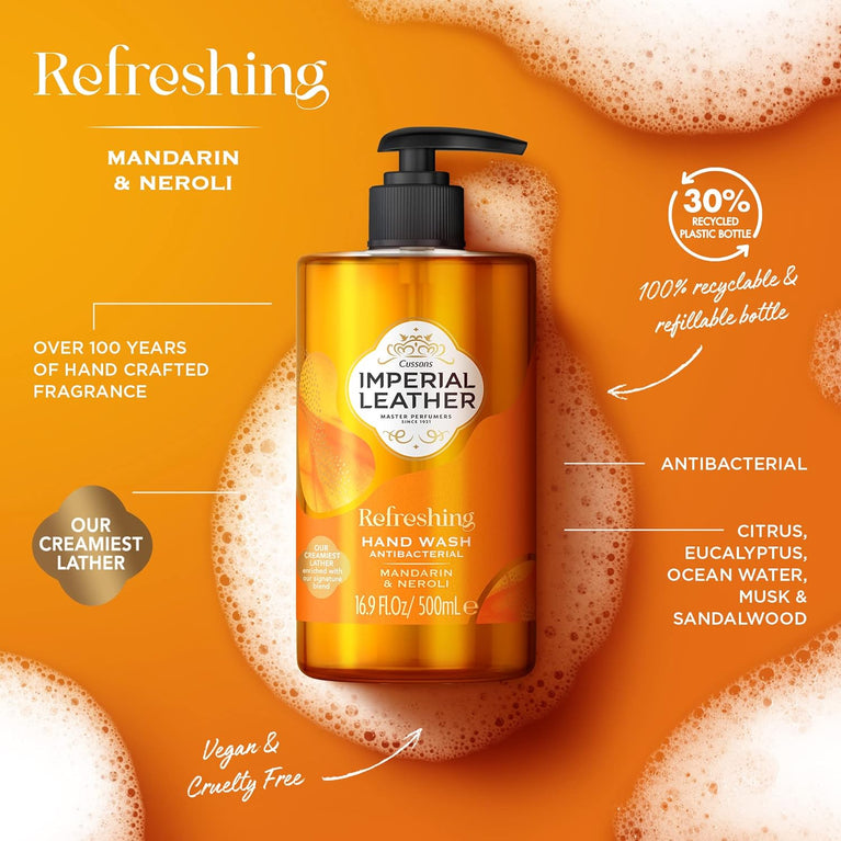 Mandarin & Neroli Refreshing Antibacterial Hand Wash, Pack of 6 x 500ml