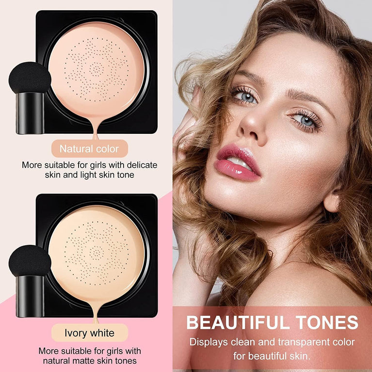 AONAT Plant Extract Infused CC Cream Foundation with Mushroom Head Applicator