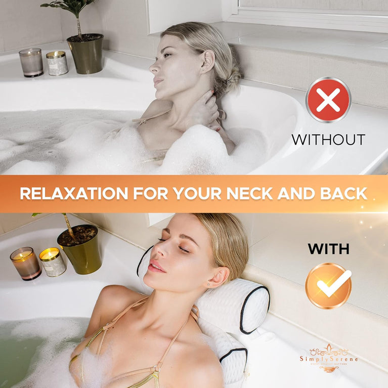 Spa-Quality Luxury Bath Tub Pillow for Head & Neck - Ultimate Relaxation Accessory & Gift