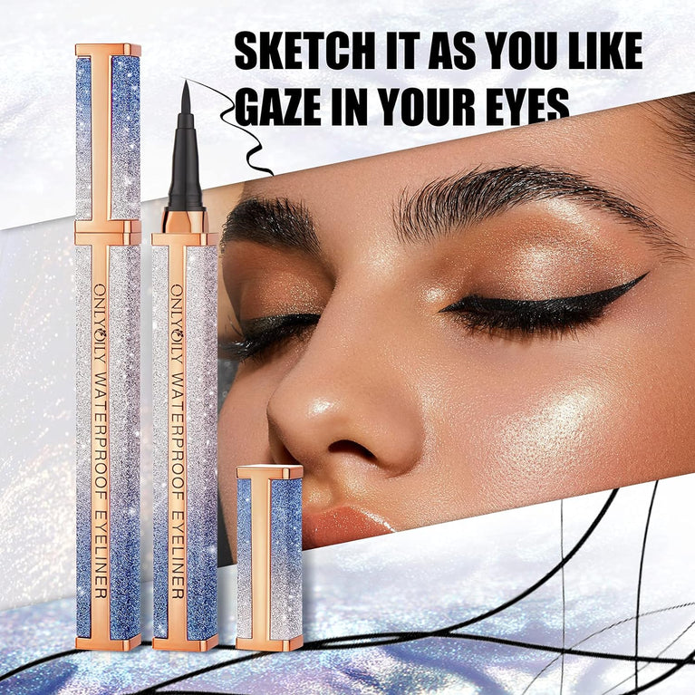 ONLYOILY Smudge-Proof Waterproof Liquid Eyeliner with Precision Pen - Quick-Drying, Long-Lasting, Highly Pigmented Black Eye Makeup Pencil