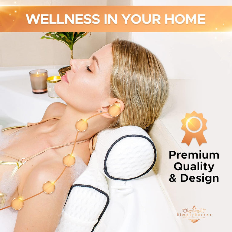 Spa-Quality Luxury Bath Tub Pillow for Head & Neck - Ultimate Relaxation Accessory & Gift