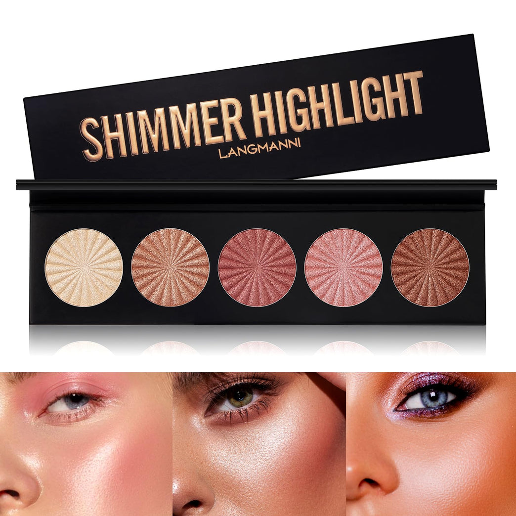 Lustrous Radiance 5-in-1 Highlighter Palette - Waterproof Illuminating Makeup Powder