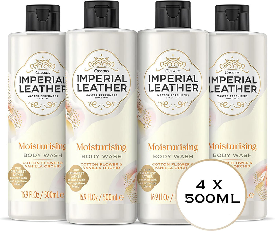 Imperial Leather Cotton Flower & Vanilla Orchid Shower Gel, Pack of 4 x 500ml