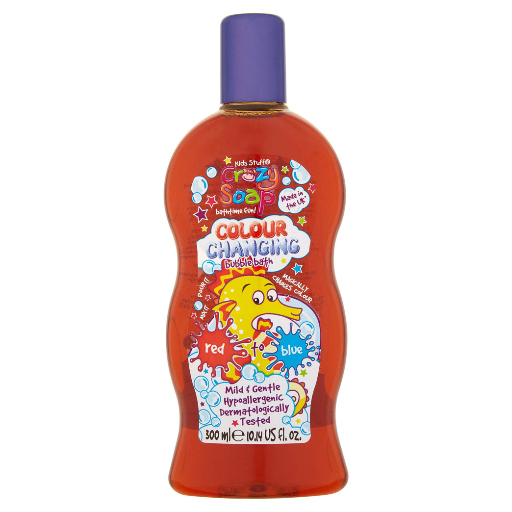 Kids Stuff Crazy Soap Colour Changing Bubble Bath, Red to Blue 300ml for Children's Bath Time Adventure