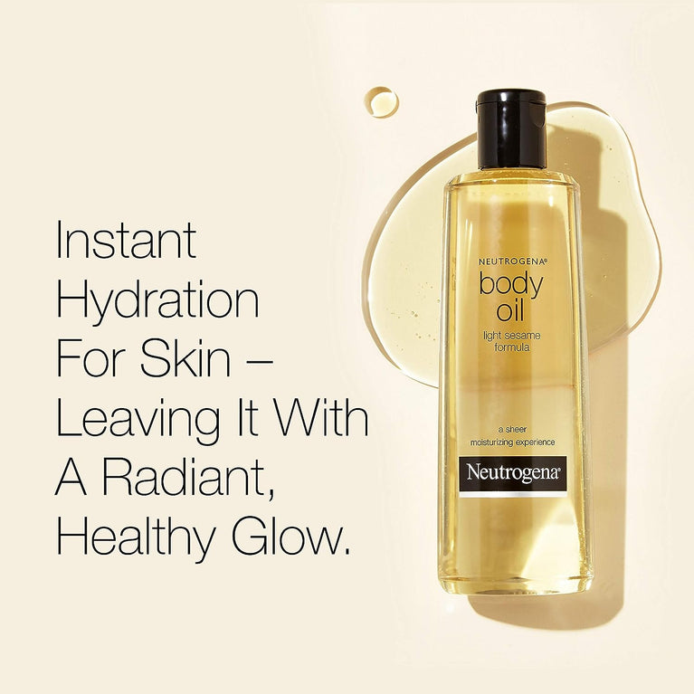 Neutrogena Lightweight Body Oil for Dry Skin, Silky Light Sesame Moisturizer, 16 fl. oz