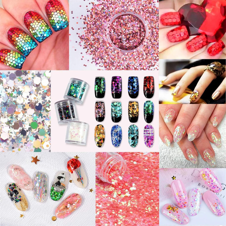 Veroa Festive Body and Hair Glitter Set - 12 Vibrant Colors for Parties, Festivals, and Raves (10g x 12PCS)